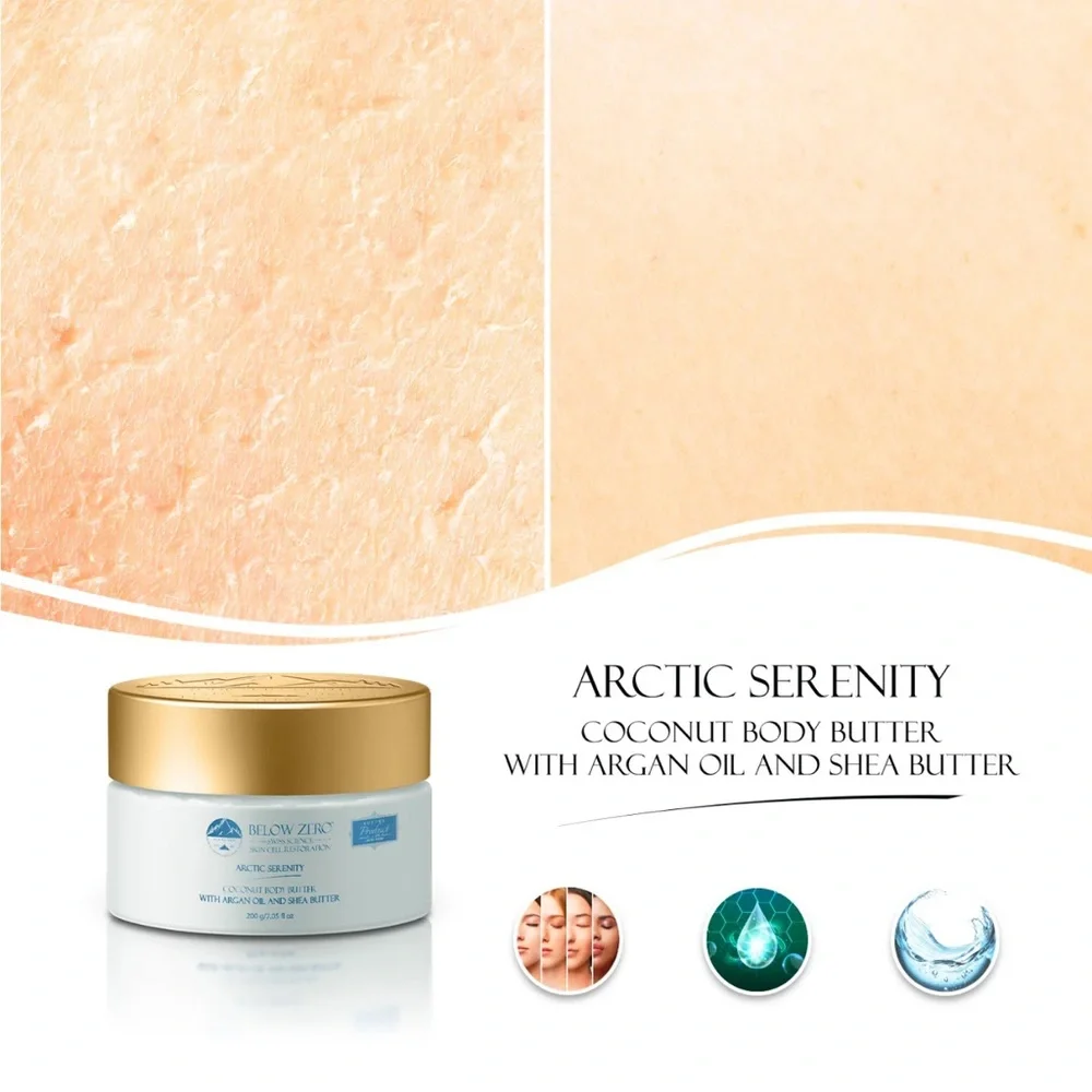 Below Zero Arctic Serenity Coconut Body Butter‎ with Argan Oil and Shea Butter